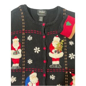 Vintage Design Original Studio Joy Women's PL Christmas‎ Embroidered Cardigan